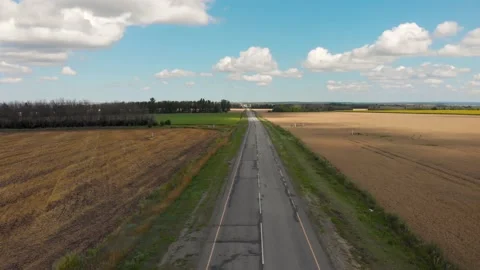 Long road and fields 4K Stock-Footage 202204623