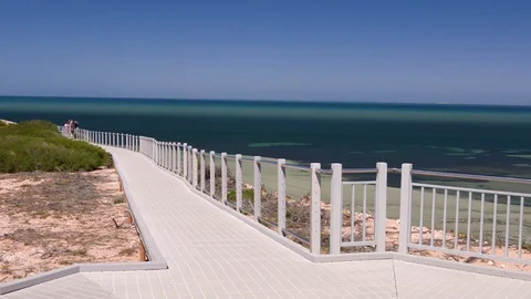 A long road beside a beach Stock Footage 90065736