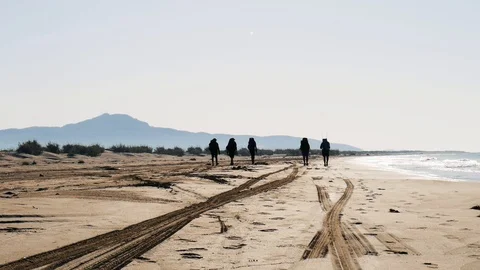 Long Road Down The Beach 2 库存影片 98394402