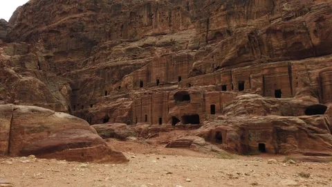 Long road In gorge between Mountains. Petra, Symbol Of Jordan, Stock Footage 123600630