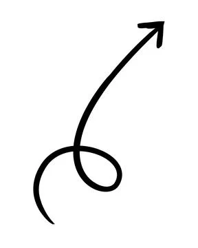 Long round arrow hand-drawn sketch graphic element Stock Illustration