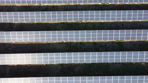 Long rows of solar panels Stock Footage 162865176