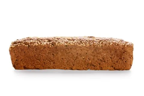 Long rye bread side view isolated on white with clipping path Foto stock