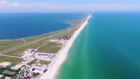Long sand spit in the sea Stock Footage 139558142