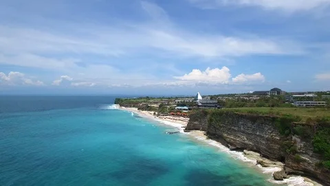 Long sandy beach and azure ocean of Bali island Stock Footage 108677048