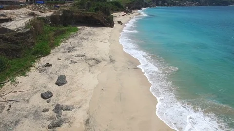 Long sandy beach and azure ocean of Bali island Stock Footage 108677241