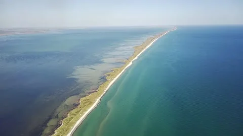 A Long Sandy Spit Separating Two Bodies Of Water. Stock-Footage 317076902