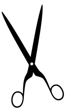 Long Scissors Silhouette Icon with Open Blades in Top View Stock Illustration