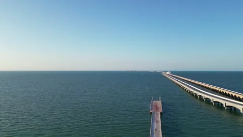 Long seaside pier in progreso, yucatan, mexico Stock Footage 304929663