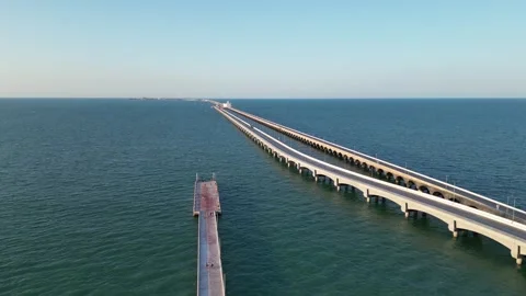 Long seaside pier in progreso, yucatan, mexico Stock Footage 304930985