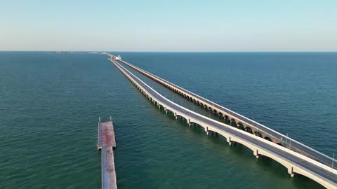 Long seaside pier in progreso, yucatan, mexico Stock Footage 304931600