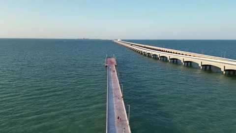 Long seaside pier in progreso, yucatan, mexico Stock Footage 304931989
