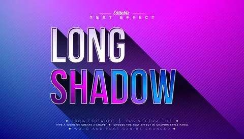 Long Shadow 3D Text Effect Design. Editable and Scalable Vector Graphic Style Stock Illustration