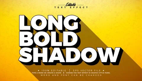 Long Shadow 3D Text Effect Design Editable Vector Graphic Style with Bold Typ Stock Illustration