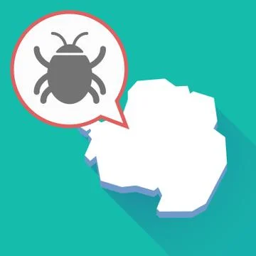 Long shadow Antarctica map with a bug Stock Illustration