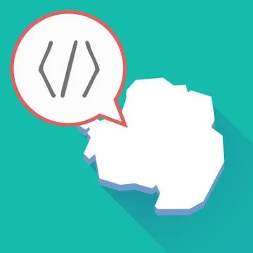 Long shadow Antarctica map with a code sign Illustration