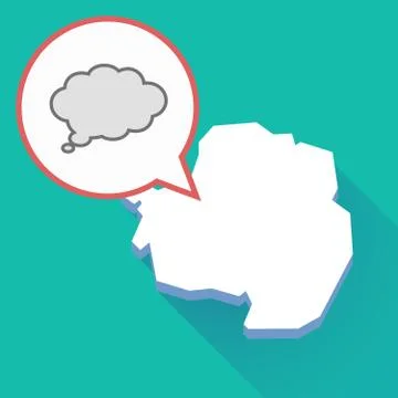 Long shadow Antarctica map with a comic cloud balloon Stock Illustration