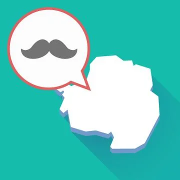 Long shadow Antarctica map with a moustache Stock Illustration