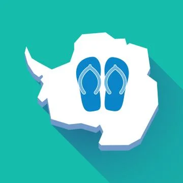Long shadow Antarctica map with   a pair of flops Ilustração Stock