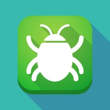 Long shadow app button with a bug Illustrazione stock