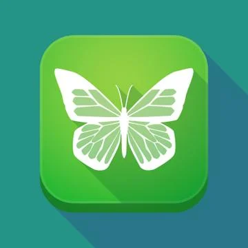 Long shadow app button with a butterfly Illustrazione stock