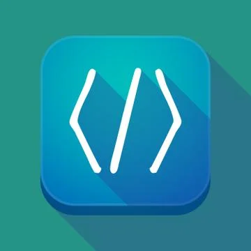 Long shadow app button with a code sign Illustration