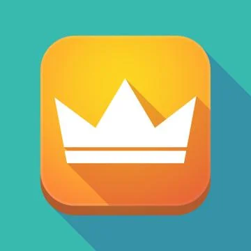 Long shadow app button with a crown Stock Illustration