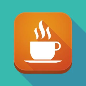 Long shadow app button with a cup of coffee Stock Illustration
