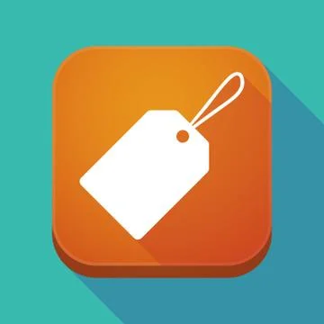 Long shadow app button with a label Stock Illustration