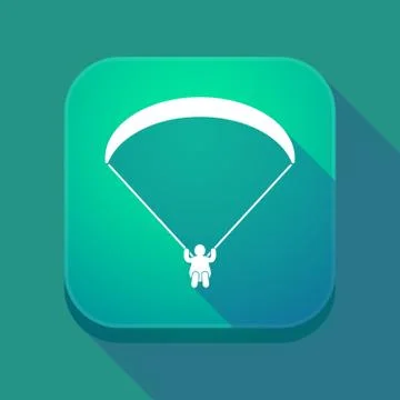 Long shadow app button with a paraglider Illustrazione stock