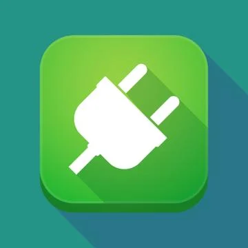 Long shadow app button with a plug Stock Illustration