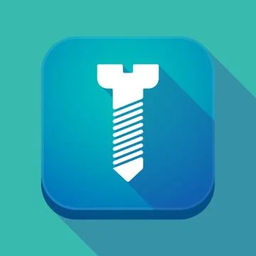 Long shadow app button with a screw Illustrazione stock