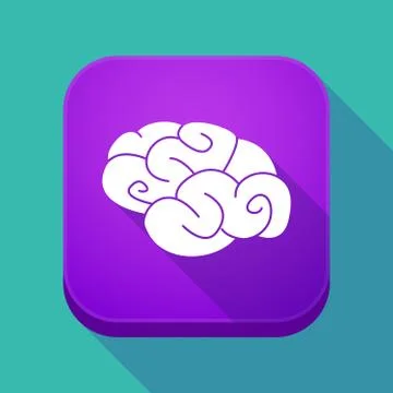 Long shadow app icon with a brain Stock Illustration