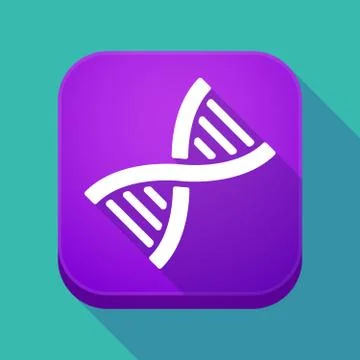Long shadow app icon with a DNA sign 스톡 일러스트
