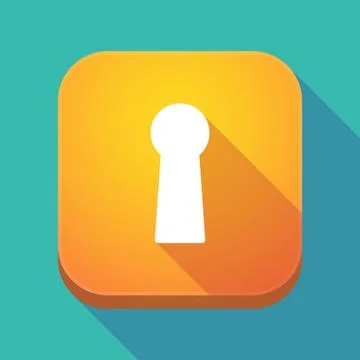 Long shadow app icon with a key hole Illustrazione stock