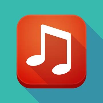 Long shadow app icon with a note music Illustrazione stock