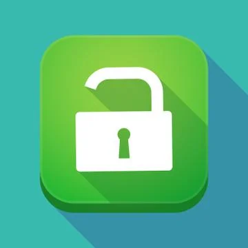 Long shadow app icon with an open lock pad Illustrazione stock