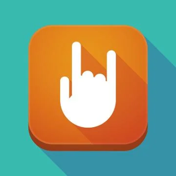 Long shadow app icon with a rocking hand 스톡 일러스트