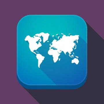 Long shadow app icon with a world map Ilustración de archivo
