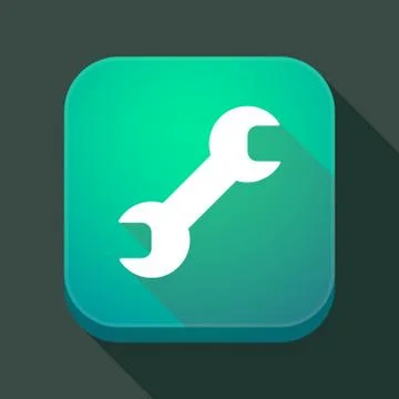 Long shadow app icon with a wrench Stock Illustration