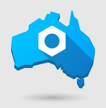 Long shadow australia map icon with a nut Ilustración de archivo