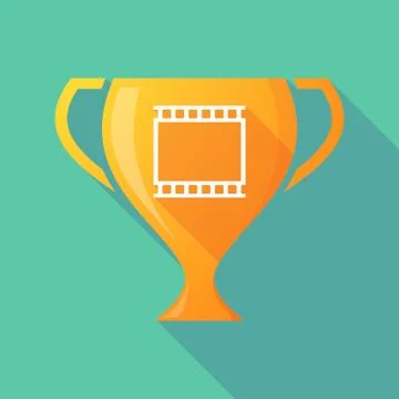 Long shadow award cup icon with   a photographic 35mm film strip Stock Illustration