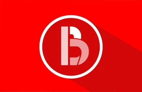 Long shadow B red letter logo alphabet for company icon design Stock Illustration