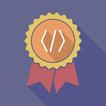 Long shadow badge with a code sign Illustrazione stock