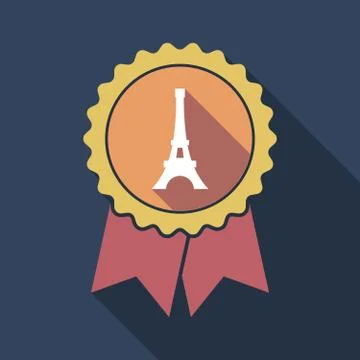 Long shadow badge with   the Eiffel tower Ilustração Stock