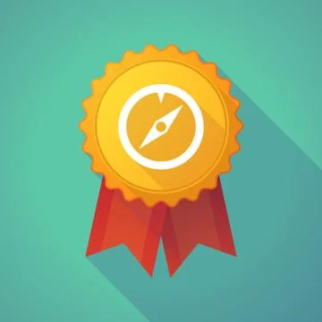 Long shadow badge icon with a compass Stock Illustration