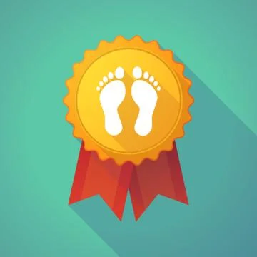 Long shadow badge icon with two footprints 스톡 일러스트