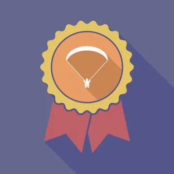 Long shadow badge with a paraglider Stock Illustration