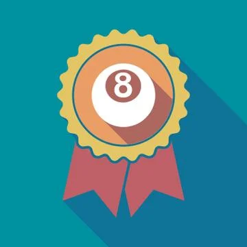 Long shadow badge with  a pool ball Stock Illustration