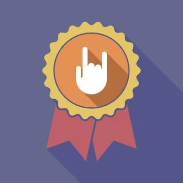 Long shadow badge with a rocking hand 스톡 일러스트